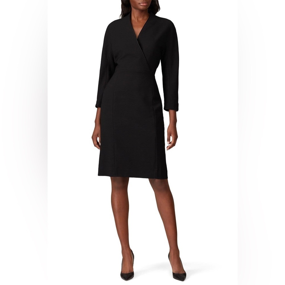 MM Lafleur The Pamela V-Neck Tuxedo Black Pencil Dress Women Size 8